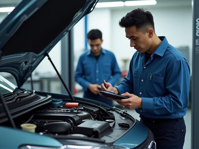 BRZ Auto Repair technicians working with diagnostic tools on a Japanese car in Fort Myers